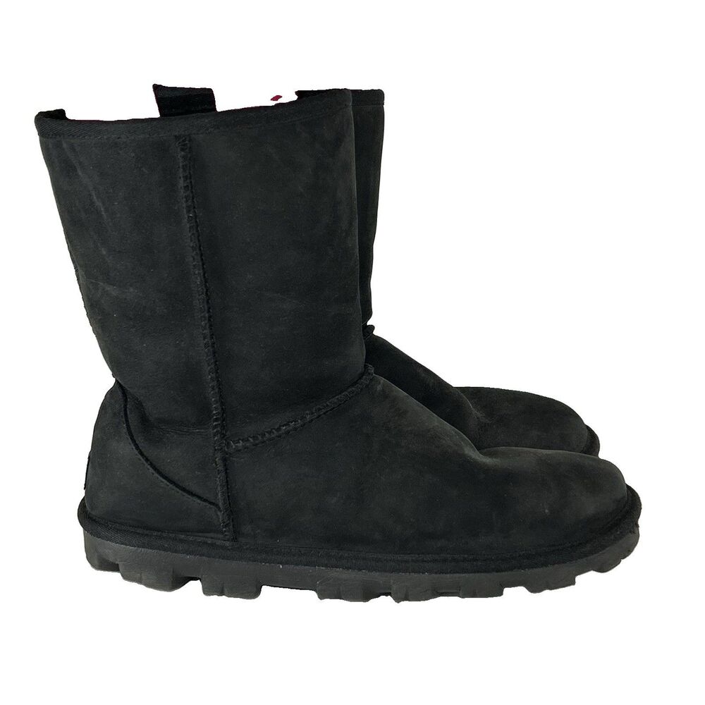 UGG Womens Essential Short Black Ankle Boots Size 10 Shearling Lined